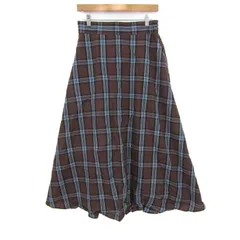 ジーユー ロングフレアスカート 未使用 コットン100%  大きいサイズ ボトムス レディース XLサイズ ブラウン×水色 GU