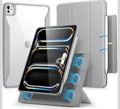 ★ESR iPad Pro 11インチ ケース（M5/M4、2025/2024）専用 Pencilホルダー付き 取り外し可能マグネットカバー 縦置き/横置きスタンド Pencil Pro/USB-C対応 Rebound 360シリーズ グレー