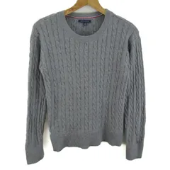 トミーヒルフィガー ケーブルニット 長袖 クルーネック トップス レディース XSサイズ グレー TOMMY HILFIGER 【中古】