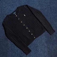 ポロ ラルフローレン ネイビー ケーブル編み カーディガン