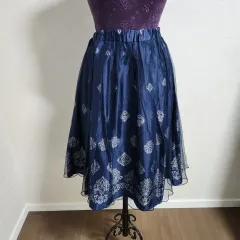 アクシーズファム ネイビー 刺繍 スカート M