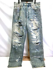 01w-5407 ミニマル mnml   ULTRA BAGGY DISTRESSED DENIM VINTAGE BLUE ダメージジーンズ バギーデニム ビンテージブルー サイズ32 メンズ  デニムパンツ  【中古品】