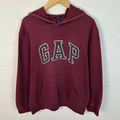 Gap ギャップ スウェットパーカー プルオーバー アーチロゴ ワッペン フード裏ボア ボルドー Mサイズ メンズ 古着 アメカジ ストリート