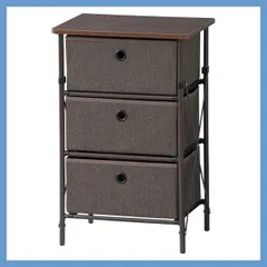 簡単組立ファブリックチェスト（３段）「W40×D30×H59cm」No.701／ブラウン