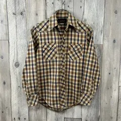 70s OLD Champion チャンピオン WESTERNライン LONG TAIL 襟芯 長袖 ウエスタン チェック コットン シャツ 12 サイズのサムネイル