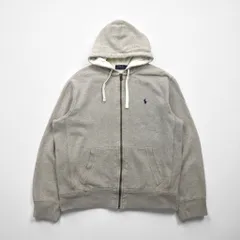 Polo Ralph Lauren リバースウィーブ ジップパーカー L グレー 刺繍 スモールポニー 裏地 サーマル フロントポケット