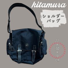 極美品】Kitamura 刺繍ロゴ ナイロンショルダーバッグ マルチポケット