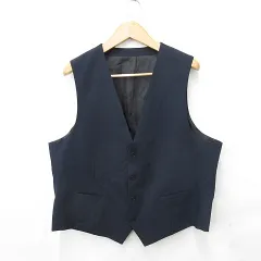 ベスト ジレ 前あき シングル 大きいサイズ 紺 ネイビー 4L サンプル品