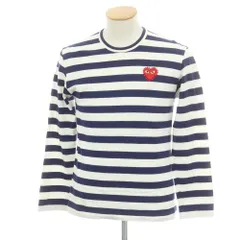【中古】プレイコムデギャルソン PLAY COMME des GARCONS コットン ボーダー クルーネック 長袖Ｔシャツ ネイビーxホワイト【サイズS】【ユニセックス】