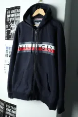 (XL-2XL) Tommy Hilfiger トミーヒルフィガー フーデッドジップアップ オーバーサイズ ビックロゴ 起毛 - 15F5F