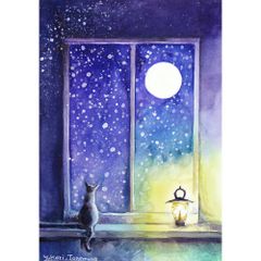 原画）窓辺の夜雪【A5サイズ／水彩画／#2858】 - メルカリ