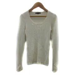 23区 オンワード樫山 リブニット カットソー 長袖 ラウンドネック ビーズ ウール 38 アイボリー /YS28