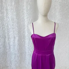 パープル キャミワンピ ミニ丈 サテン風 光沢 パーティー Y2K