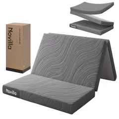 3つの独立したマットレスに分解可能です Novilla マットレス ダブル 折りたたみマットレス 厚さ10cm 二層構造 高反発 硬め200N + 硬め140N 波形加工 高密度ウレタン ベッドマット 敷布団 防ダニ 防臭加工 高通気性トッパー 敷き布団の…