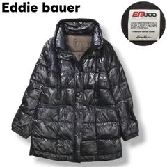 【美品】 【上質】 エディーバウアー Eddie bauer プレミアムグース ダウンジャケット 900FP コート アウター 防寒 カジュアル アウトドア M ネイビー レディース ♪