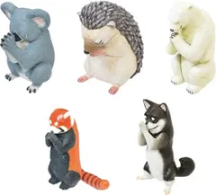 合掌 三拝 × 全5種セット 3拝 コンプリート ミニチュア フィギュア お祈り 祈り 仏間 仏壇 神社 願い フルコンプ ガチャガチャ カプセルトイ ＜１＞ コアラ ＜２＞ レッサーパンダ ＜３＞ ホッキョクグマ ＜４＞ 柴犬(黒) ＜５＞ ハリネズミ