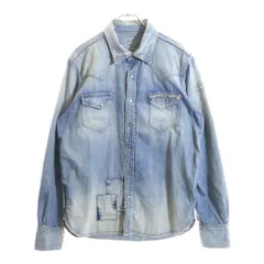 T.M.T (ティーエムティー) REVIVAL CRUSH DENIM SHIRT リバイバル クラッシュ ロングスリーブ ウエスタン デニム 長袖シャツ インディゴ TSH-S18SP02のサムネイル