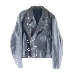 RAF SIMONS (ラフシモンズ) 20AW Leather Riders Jacket with Safety Pin ライダースジャケット ダブルライダースジャケット 202-650 ブラックのサムネイル