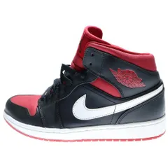 NIKE (ナイキ) AIR JORDAN 1 MID BLACK GYM RED WHITE 554724-020 ナイキ エアジョーダン1 ミッドカットスニーカー ブラック/レッド/ホワイト US10/28cm