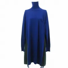 【中古】サカイ sacai 美品 17AW ニットワンピース チュニック レース タートルネック ひざ丈 ブルー グリーン 2 M位 サカイ sacai 美品 17AW ニットワンピース チュニック レース