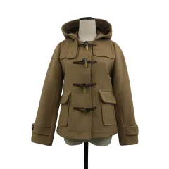 レイビームス Ray Beams コート ダッフル ショート フード ウール 無地 長袖 0 茶 ベージュ ブラウン