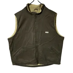 ボア ベスト ダック生地 2XL ブラウン系 ジャケット メンズ 古着 長袖