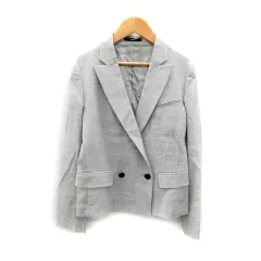 ロペ ROPE テーラードジャケット ミドル丈 ダブルボタン 総裏地 9 ライトグレー /SY32 ■MO