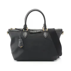 プラダ PRADA ハンドバッグ LOGO JACQUARD ロゴジャガード ブラック キャンバス レザー ロゴジャガード 2wayハンドバッグ レディース Used A
