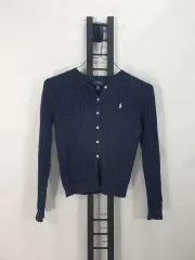 ポロラルフローレン ケーブル編み カーディガン コットン ニット ネイビー ガールズ L 12-14
