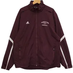adidas/アディダス フルジップ カレッジ刺繍 スポーツチーム ライトアウター ナイロンジャケット 長袖 ワンポイント刺繡 オーバーサイズ ビッグシルエット トラックジャケット ジャージ INDONESIA製 メンズ XL ワインレッド/エンジカラー