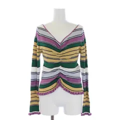 グレースコンチネンタル GRACE CONTINENTAL ニット カットソー ボーダー Vネック フリルスリーブ 長袖 36 S マルチカラー /DK