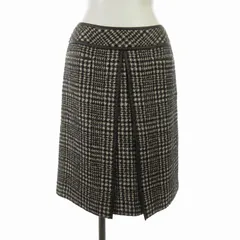 レリアン Leilian タイトスカート ひざ丈 チェック 9 M 茶 ブラウン アイボリー /RO