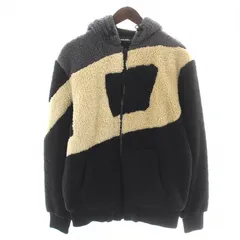 ディーゼル DIESEL S-ALDY パーカー ジャケット ブルゾン ジップアップ ボア フリース ロゴ XS 黒 ブラック グレー ベージュ /NW11