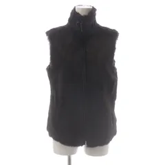 セオリー theory ファーベスト ジレ ジップアップ ハイネック ラビット 羊革 2 M 茶色 ブラウン ダークブラウン /SI45