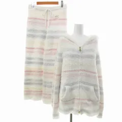 ジェラートピケ gelato pique ジェラートランダムボーダーパーカ ロングパンツ 上下2点セット ルームウェア F 白 ホワイト ベージュ ピンク PWNT195069 PWNP195115 /UM