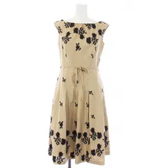 トッカ TOCCA 19AW ノースリーブワンピース ひざ丈 フレア 花刺繍 0 S ベージュ /KH