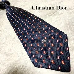 Christian Dior ディオール ネクタイ ペイズリー ネイビー ワンポイントロゴ