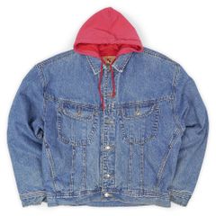 オールドギャップ OLD GAP 90s 90年代 フェイクレイヤード デニムジャケット ジージャン スウェットパーカー 珍品 USA ヴィンテージ アメリカ 古着 メンズ コート ジャケット インディゴブルー L【中古】