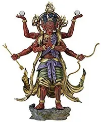 【中古】「未使用品」タケヤ式自在置物 阿修羅 着彩 全高約145mm PVC&ABS製 塗装済み 可動フィギュア