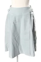 フォクシーニューヨーク FOXEY NEW YORK 19845 スカート ひざ丈 フレア ラップ コットン混 38 青 ブルー /km0419