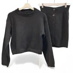 タグ付き未使用品 HANNE アン クルーネックニットセットアップ HEWAM1123003 袖リブ ブラック 黒 サイズFREE レディース 冬 ゴーゴー古着マルイ草加店2533