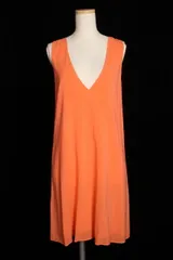 アリスアンドオリビア Alice+Olivia ワンピース ミニ Vネック バックシャン ノースリーブ シルク ストレッチ オレンジ /an0419
