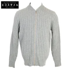 BRUNELLO CUCINELLI ブルネロクチネリ 【美品/国内正規】カシミヤ/シルク混 リブ編み ジップ ニットブルゾン/ 50