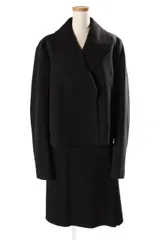 ジルサンダー JIL SANDER ネイビー NAVY セットアップ スカート ひざ丈 ジャケット ウール カシミヤ混 40 紺 ネイビー ako0422のサムネイル
