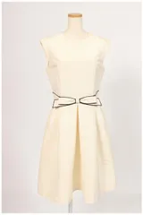 デイジーリンフォーフォクシー DAISY LIN FOR FOXEY ワンピース ひざ丈 ノースリーブ フレア リボン 38 白 ホワイト /mm0424