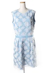 チェスティ Chesty ワンピース フラワー 刺繍 オーガンジー 花柄 フレア ミニ ノースリーブ コットン 1 ブルー /TK