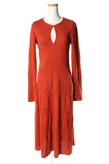 マメ クロゴウチ 17AW Geometric Pattern Dress ワンピース ニット ロング 長袖 1 オレンジ /fy0429