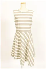 ジルスチュアート JILL STUART 16SS ワンピース ボーダー 膝丈 フレア ノースリーブ 2 グレー /TK