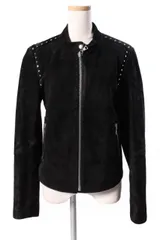 セオリー theory ジャケット ライダース 16AW Wilmore Suede Bavewick SM レザー スタッズ 羊革 長袖 S ブラック 01-6460810-050-902 /TK