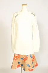 チェスティ Chesty ワンピース 長袖 ビジュー 花柄 0 白 ホワイト /☆t0510